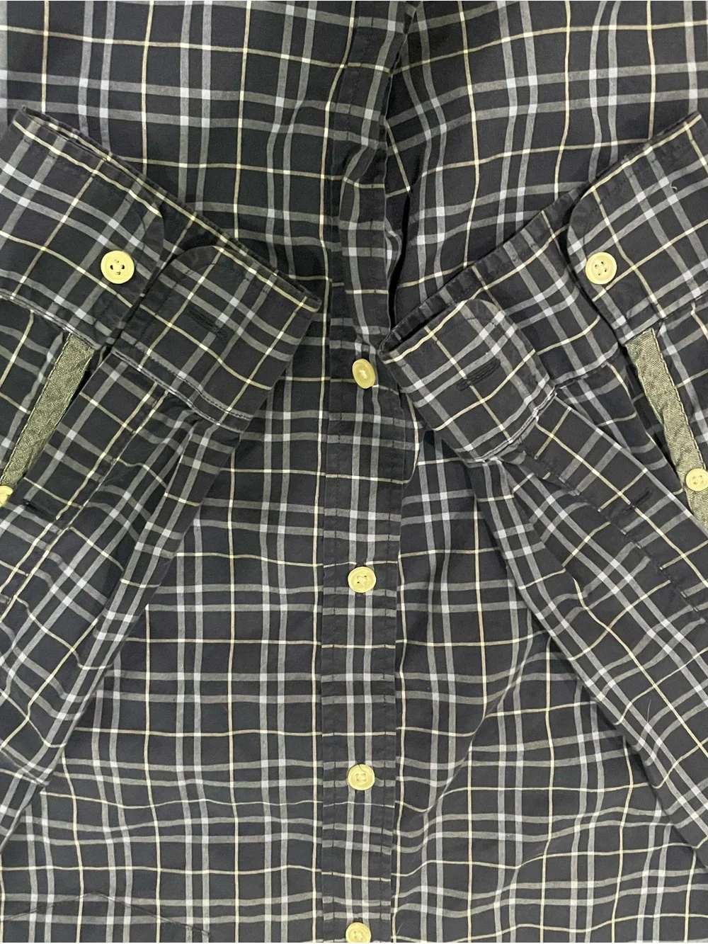 J. Crew Navy and White Plaid Button-Down Shirt